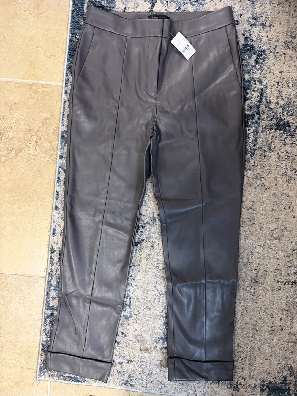 Ann Taylor Gray Faux Leather Pleated Men's Pants